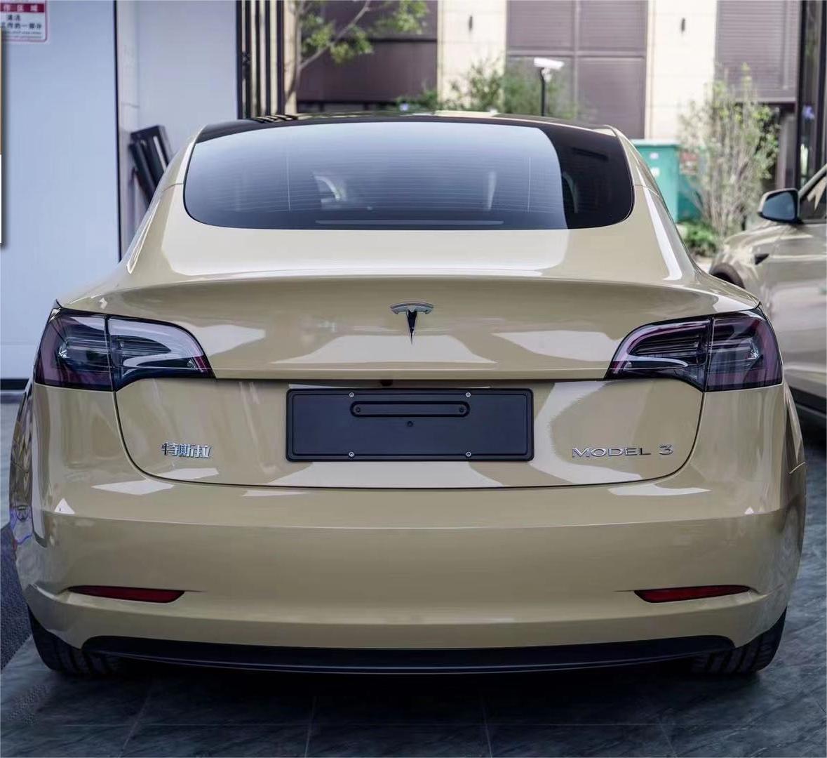 Tesla Model 3 Wrap- Super Gloss Sandstorm | Carwraponline.com