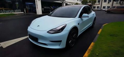 Tesla Model 3 Wrap- Matte Glacier Blue