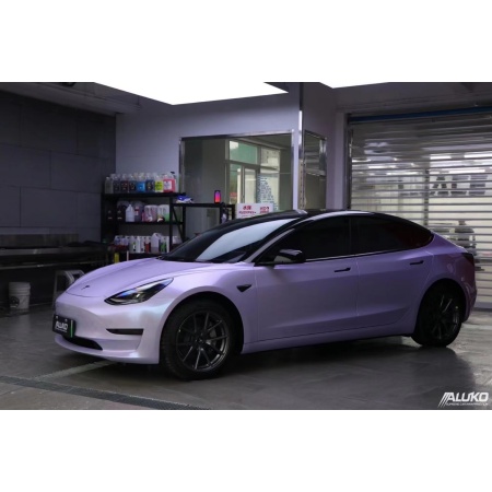 Tesla Model 3 Wrap-Twin-Color Silver Purple