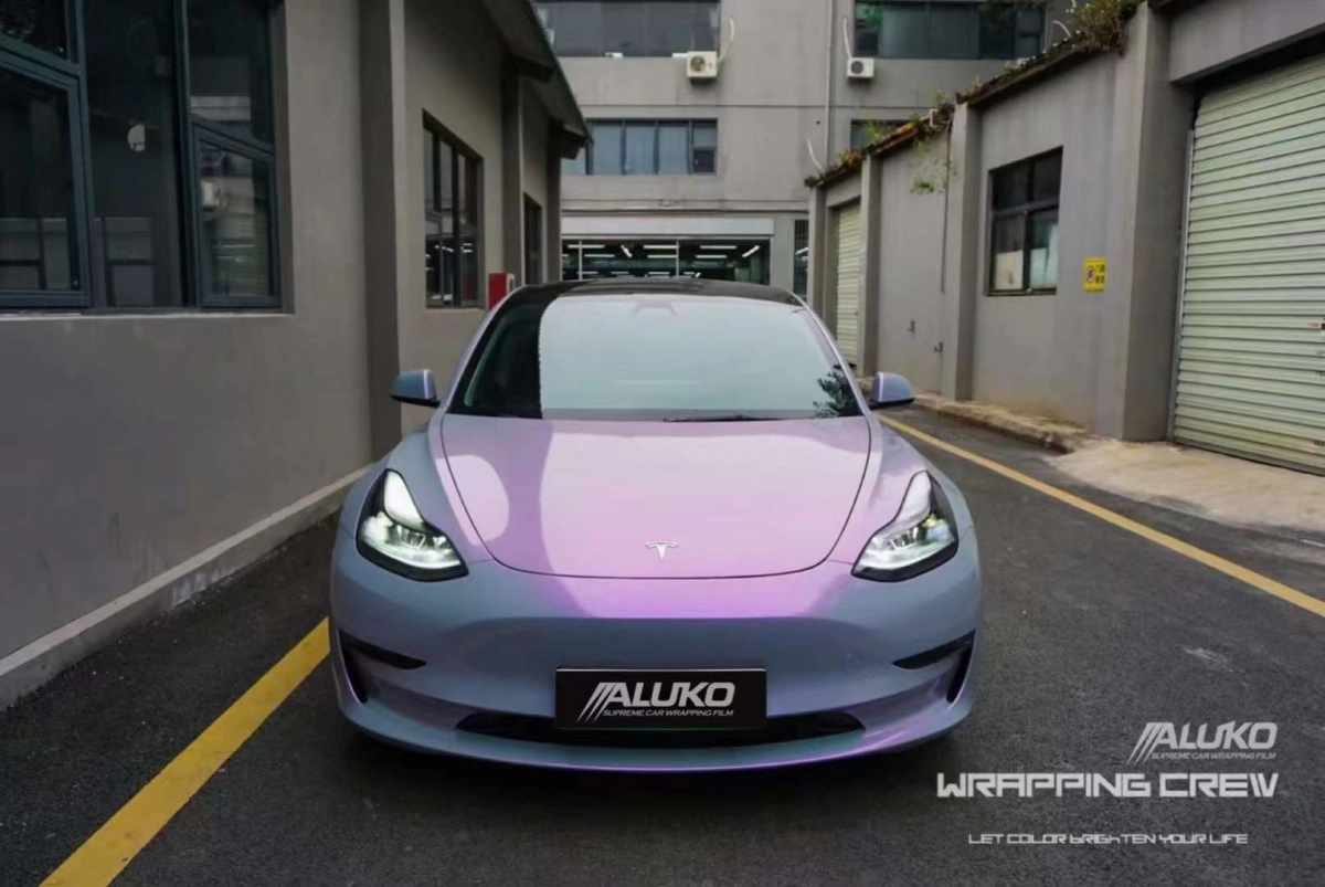 Tesla Model 3 Wrap - Candy Metallic Grey Purple