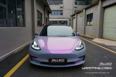 Tesla Model 3 Wrap - Candy Metallic Grey Purple