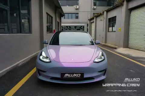 Tesla Model 3 Wrap - Candy Metallic Grey Purple