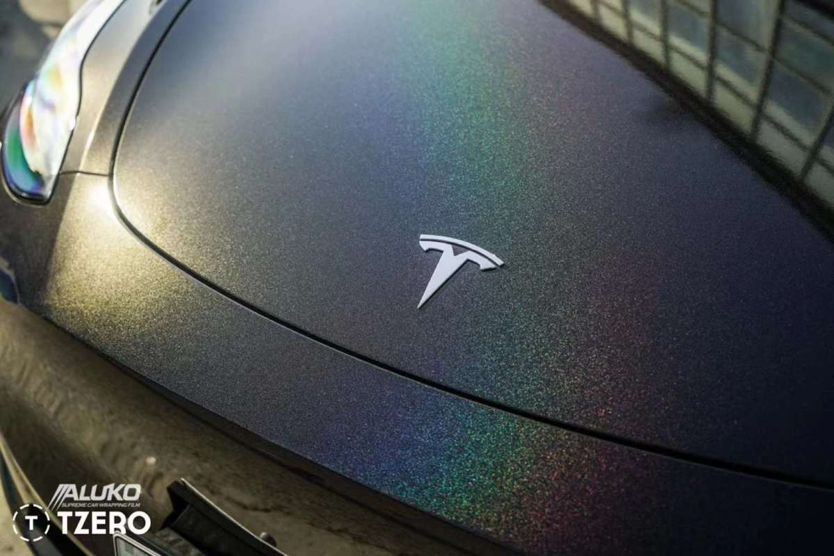 Tesla Model 3 Wrap - Gloss Metallic Black Rainbow
