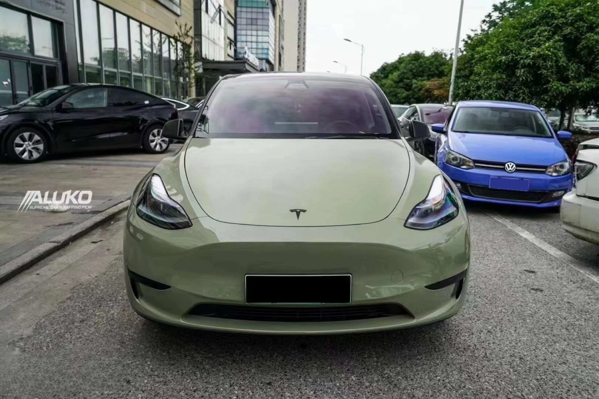 Tesla Model Y Wrap - Gloss Khaki Green