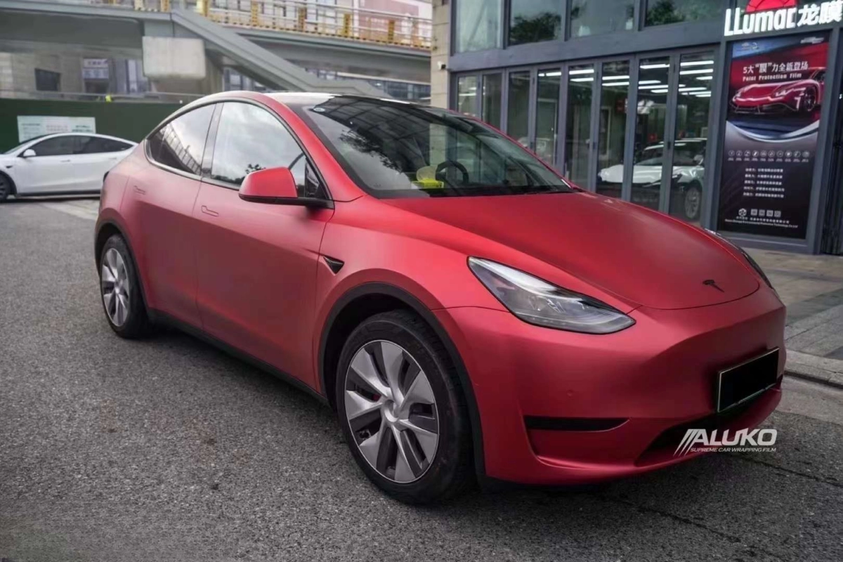 Tesla Model Y Wrap- Satin Chrome Prismatic Red