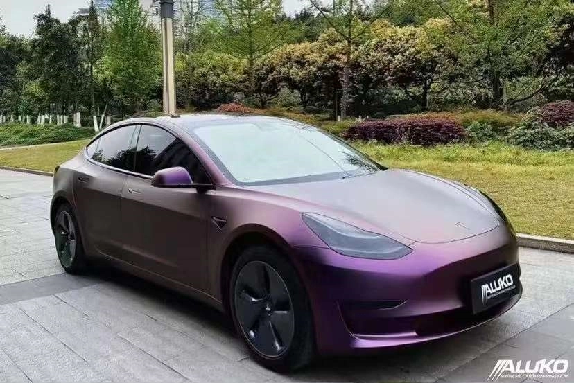 Tesla Model 3 Wrap-Matte Black Purple