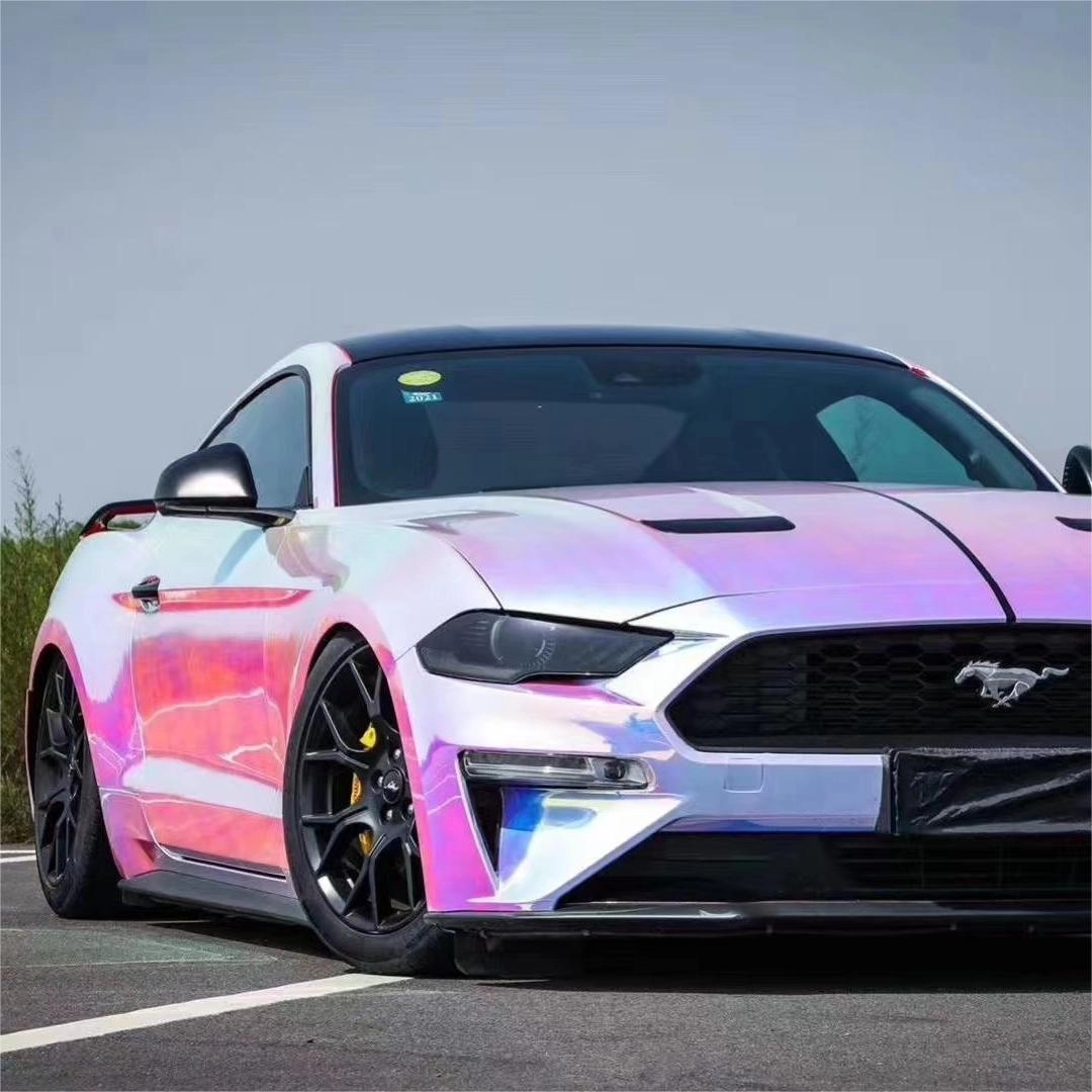 Holographic Chrome Rainbow White Car Vinyl Wrap