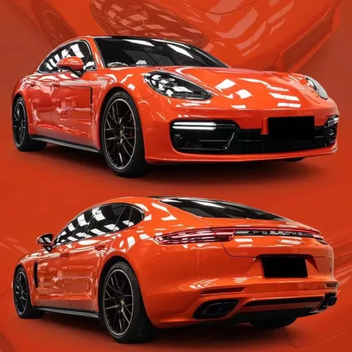 Porsche Super Gloss Lava Orange Car Vinyl Wrap