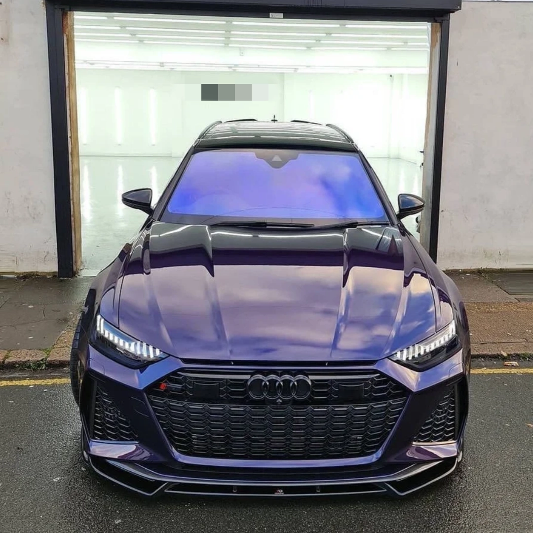 The gloss metallic midnight purple car vinyl wrap adds a sophisticated and eye-catching touch to any vehicle, transforming it into a head-turning masterpiece. 