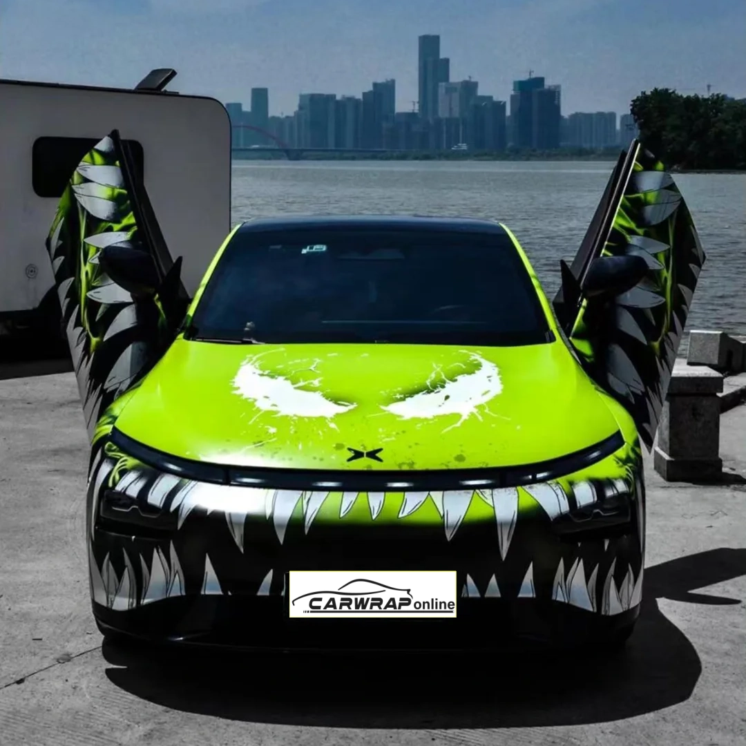 The Venom Green Custom Car Vinyl Wrap offers a striking, emerald-like hue that gives your vehicle a bold and unique appearance. 

It's a durable, high-quality wrap designed to fit perfectly.