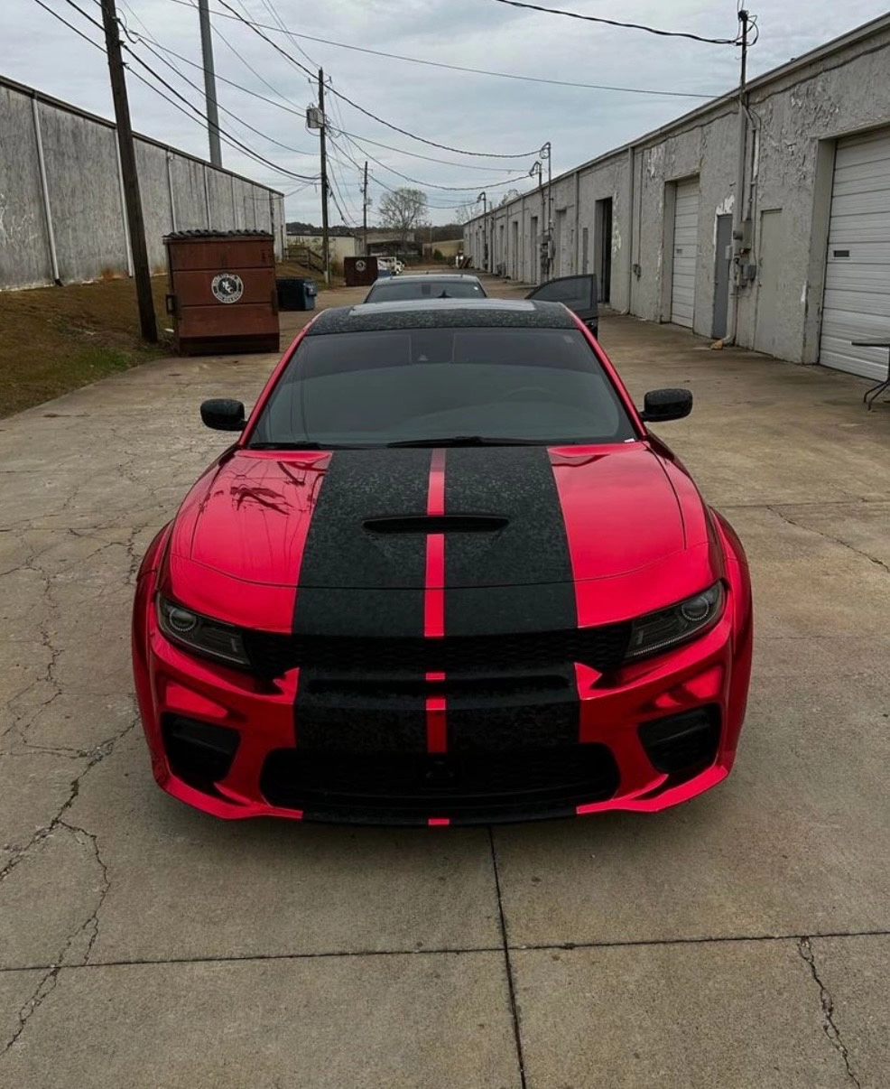 Dodge Challenger Gloss Red Mirror Chrome Car Vinyl Wrap