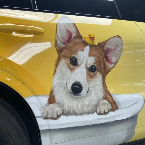 Dog Animal Customized Car Vinyl Wrap Hood Wrap