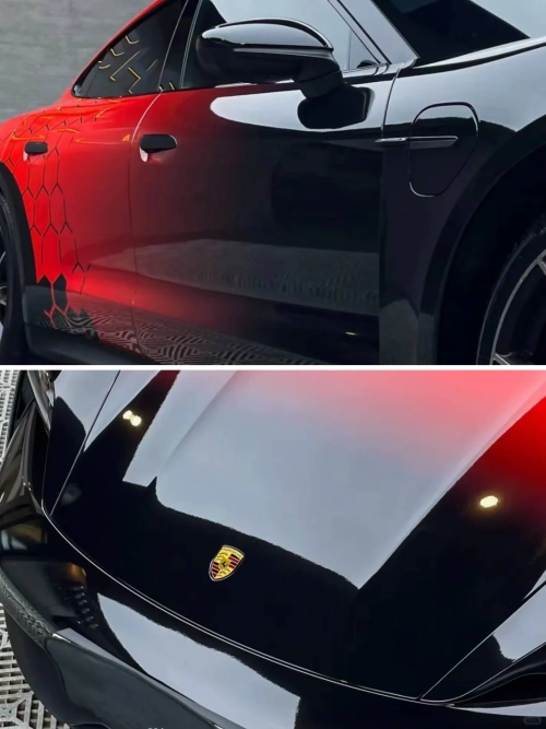 Gloss Red Black Customized Car Vinyl Wrap with Dragon Scale Design