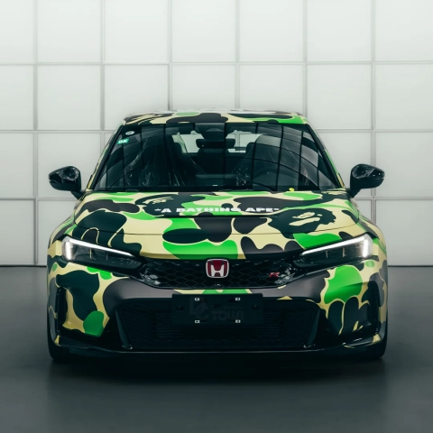Elevate Your Ride: Transform Your Honda with a Green Camo Custom Car Vinyl Wrap