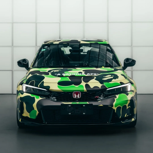 Elevate Your Ride: Transform Your Honda with a Green Camo Custom Car Vinyl Wrap