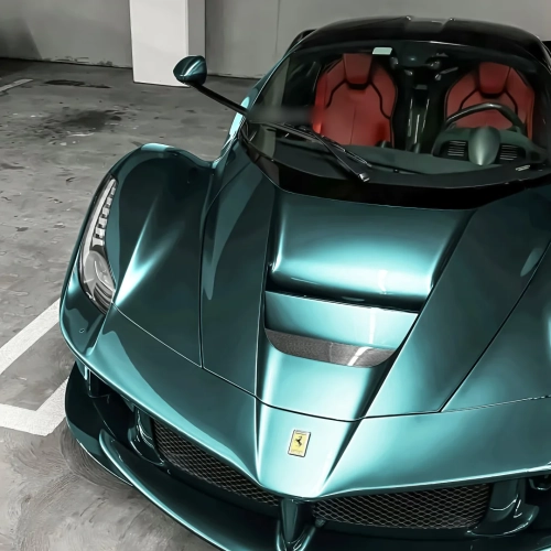 Elevate Your Ferrari’s Aura with Gloss Metallic Ryan Green Car Vinyl Wrap