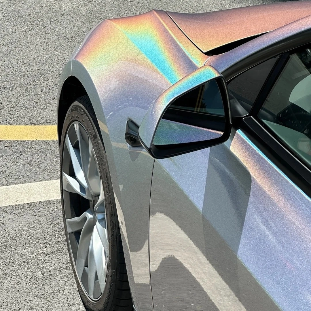 Glossy Laser Silver Car Vinyl Wrap