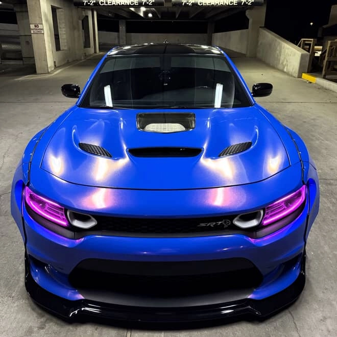 Glossy Diamond Blue Red Car Vinyl Wrap