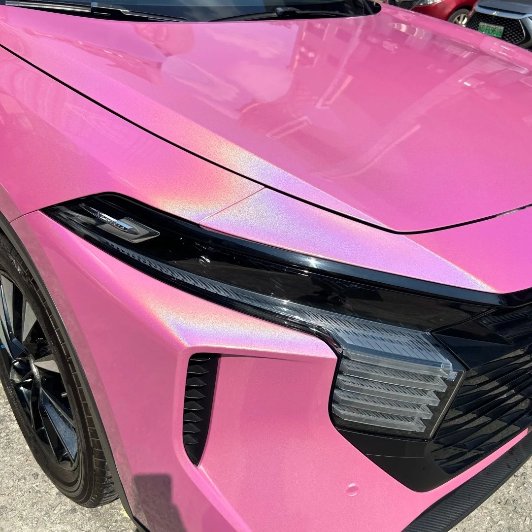 Rainbow Holographic Pink Car Vinyl Wrap