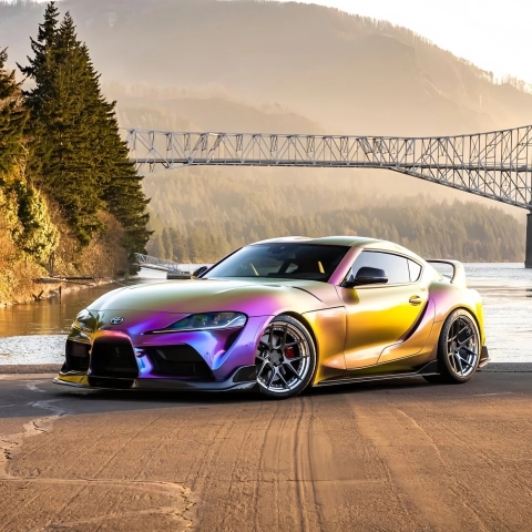 Transform Your Ride with PET Gloss Shifting Green Purple Car Vinyl Wrap