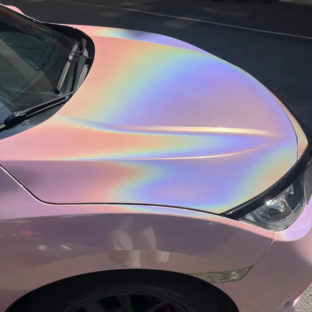 Glossy Laser Light Pink Car Vinyl Wrap