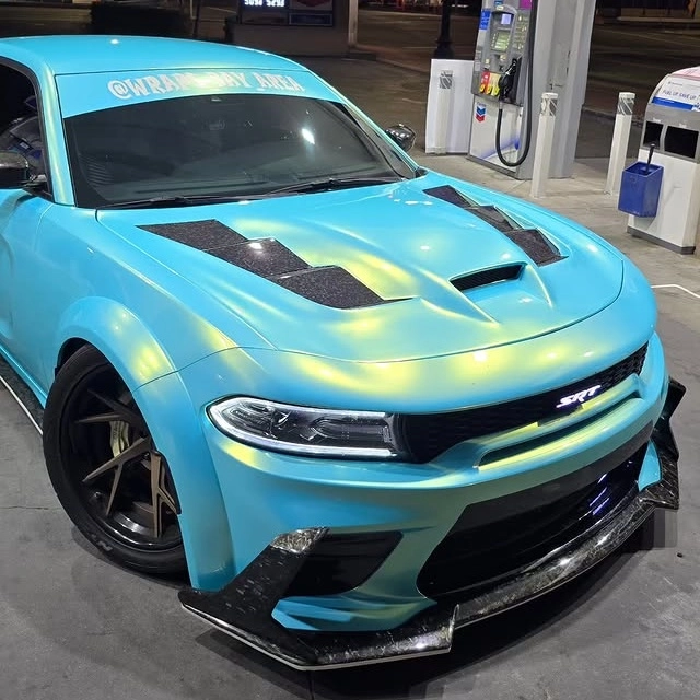 Metallic Neon Ice Blue Car Vinyl Wrap