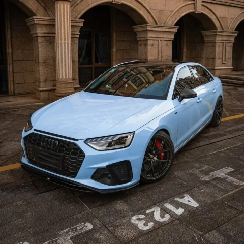 Glossy Crystal Baby Blue Car Vinyl Wrap: Elevate Your Ride Today