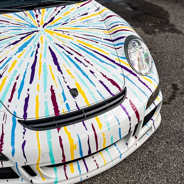 Colorful Fireworks Customized Car Vinyl Wrap