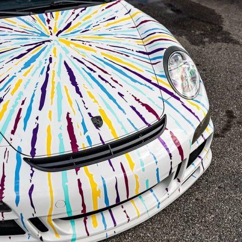 Colorful Fireworks Customized Car Vinyl Wrap