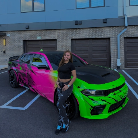 Green And Pink Gradient Customized Car Vinyl Wrap