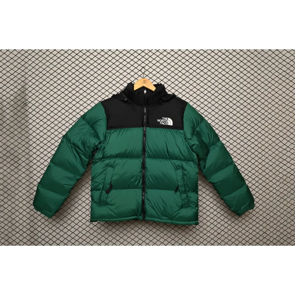 The North Face Splicing White And Green Down Jacket
