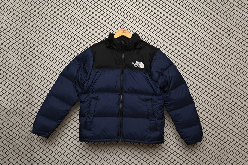 The North Face Splicing White And Navy Down Jacket