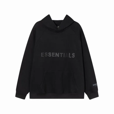 Fear Of God Essentials Pullover Hoodie Applique Logo Black 01