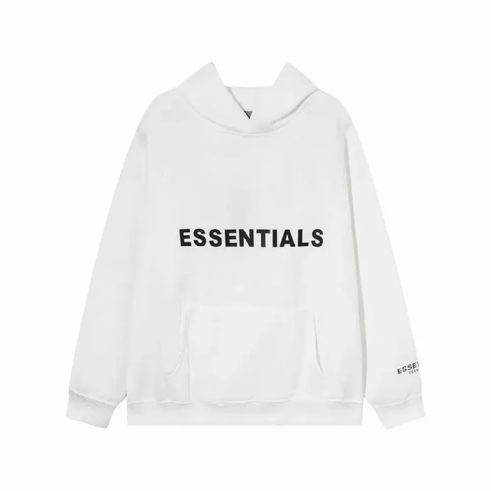 fear of god essentials pullover hoodie applique logo white