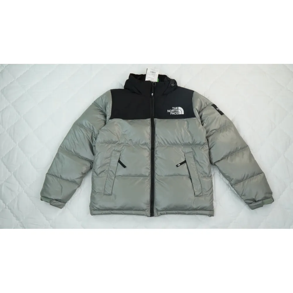 the north face splicing white and grey down jacket