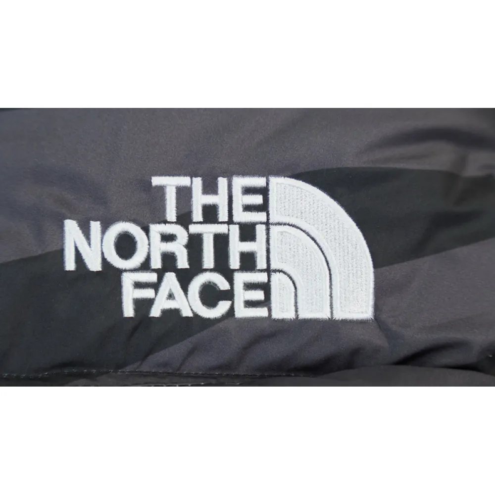 the north face splicing white and xx black down jacket