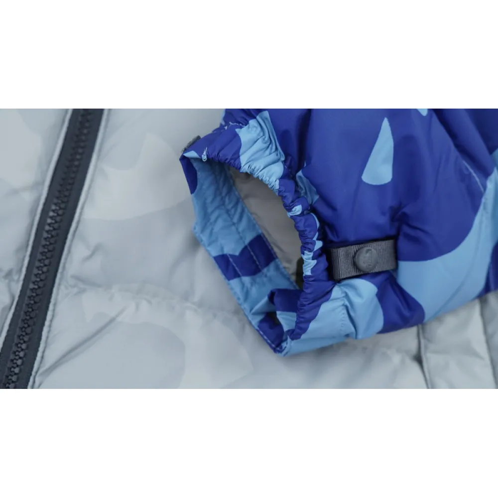 the n0*h F**e splicing white and xx gray down jacket