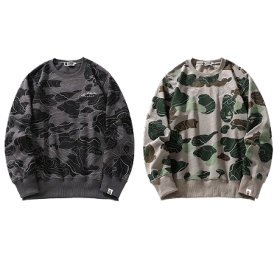 BAPE LAYERED LINE CAMO CREWNECK 01