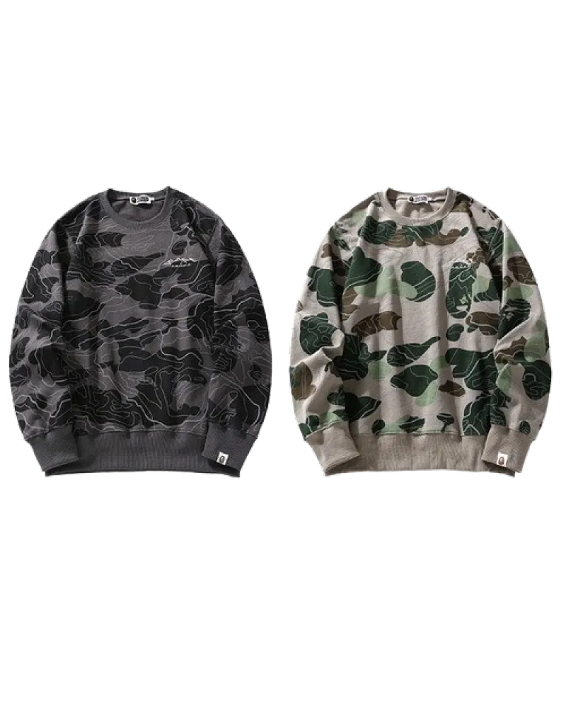 bape layered line camo crewneck