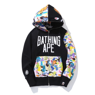BAPE Multicolor Camouflage Shark Hoodie Black 01