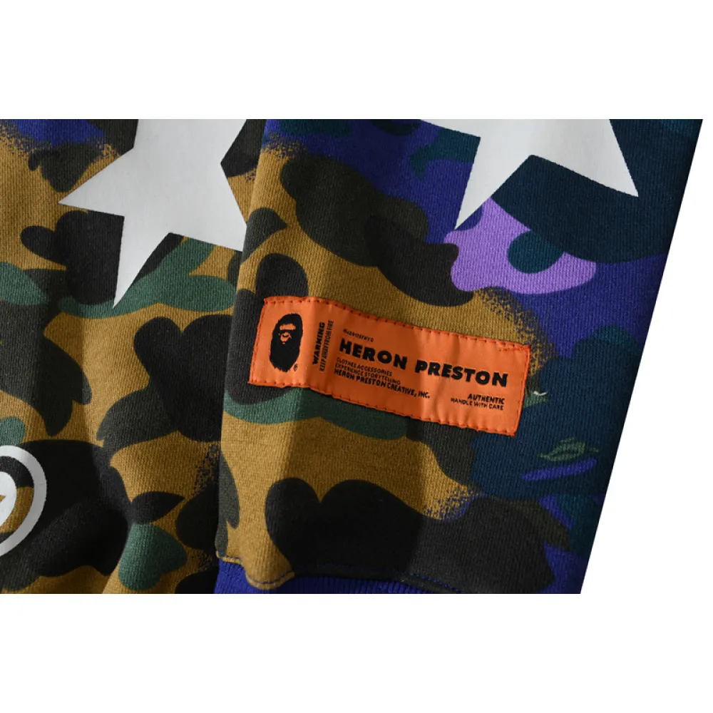 bape x heron preston mix 1st camo shark relaxed fit full zip hoodie purple