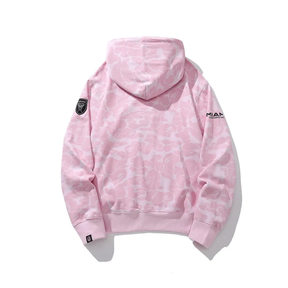 BAPE x Inter Miami CF Camo Pullover Hoodie Pink & Black & White