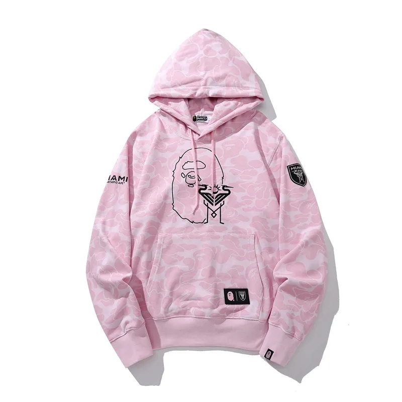 BAPE x Inter Miami CF Camo Pullover Hoodie Pink & Black & White