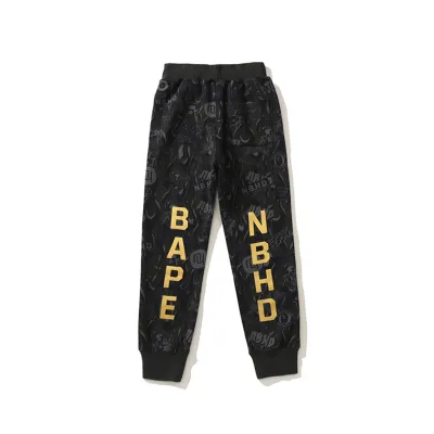  BAPE x NBHD joint style shark head black and gold trousers 02