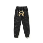  BAPE x NBHD joint style shark head black and gold trousers
