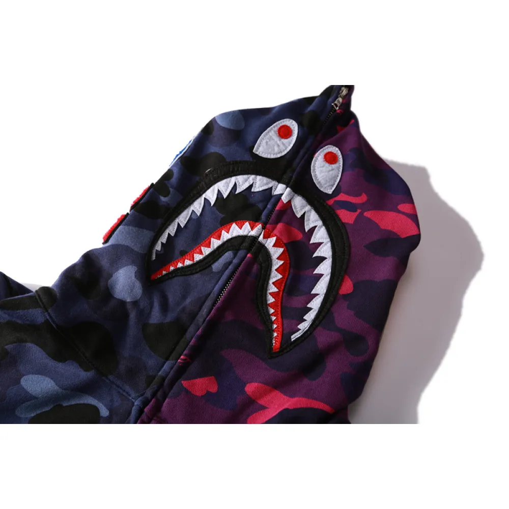 bape color camo 1/2 shark full zip hoodie navy camo