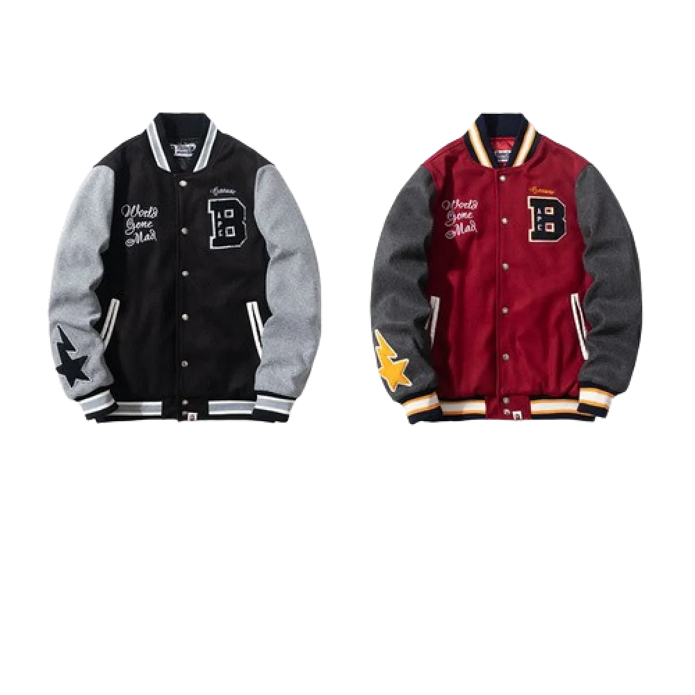 BAPE CREW VARSITY JACKET Black & Red