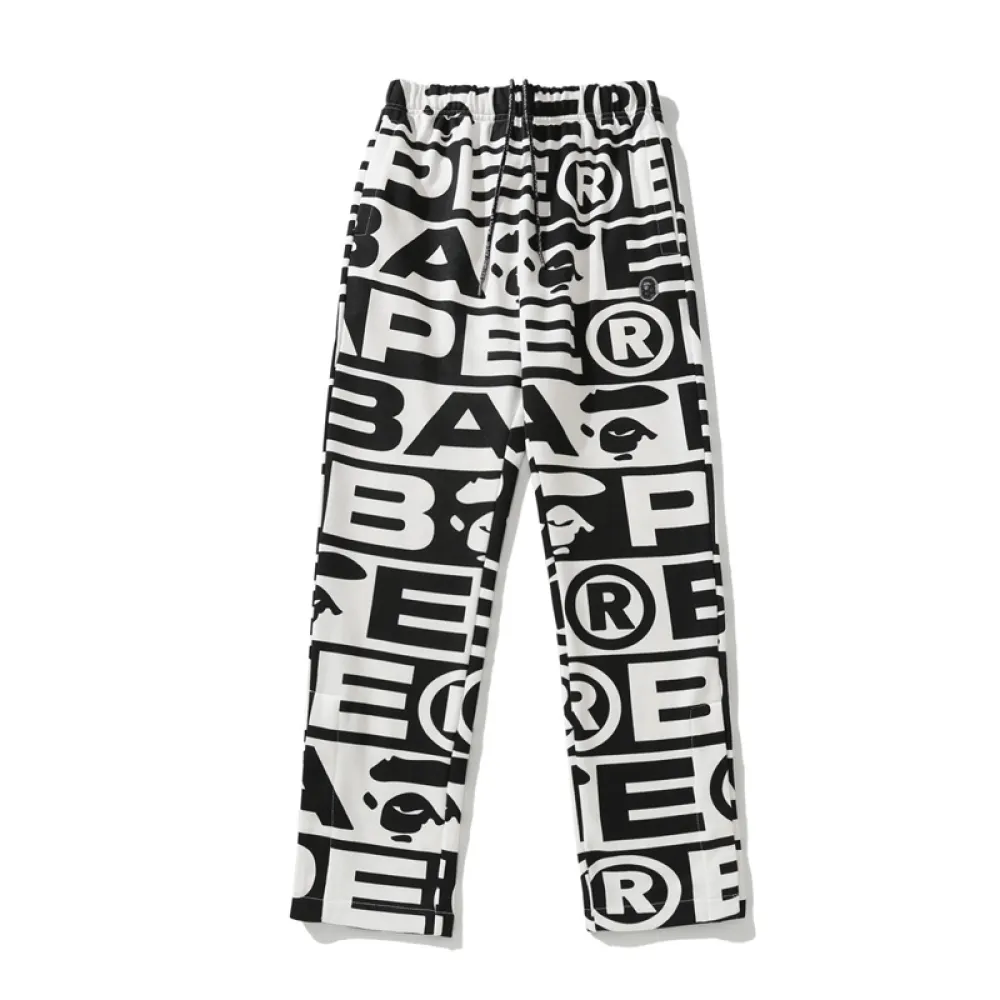 BAPE FW23 full-print letter series shark loose version trousers and sweatpants