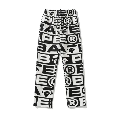 BAPE FW23 full-print letter series shark loose version trousers and sweatpants 02