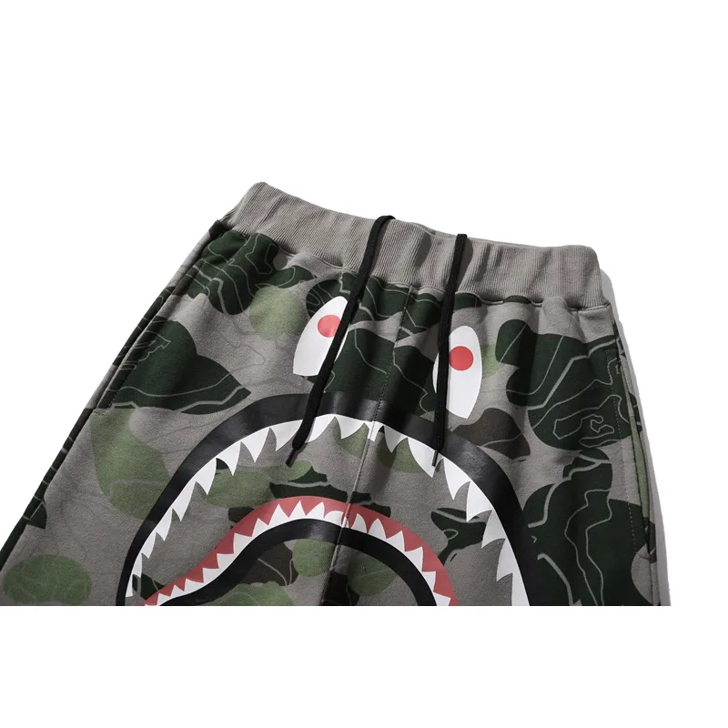 BAPE LAYERED LINE CAMO SHARK layered camouflage shark trousers